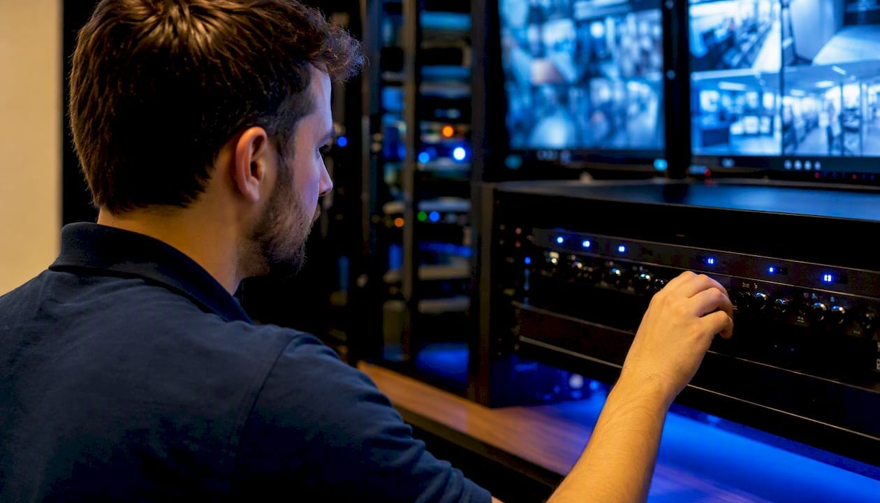 CCTV privacy masking: a configuration guide for security pros 8 Technician adjusting CCTV privacy mask settings