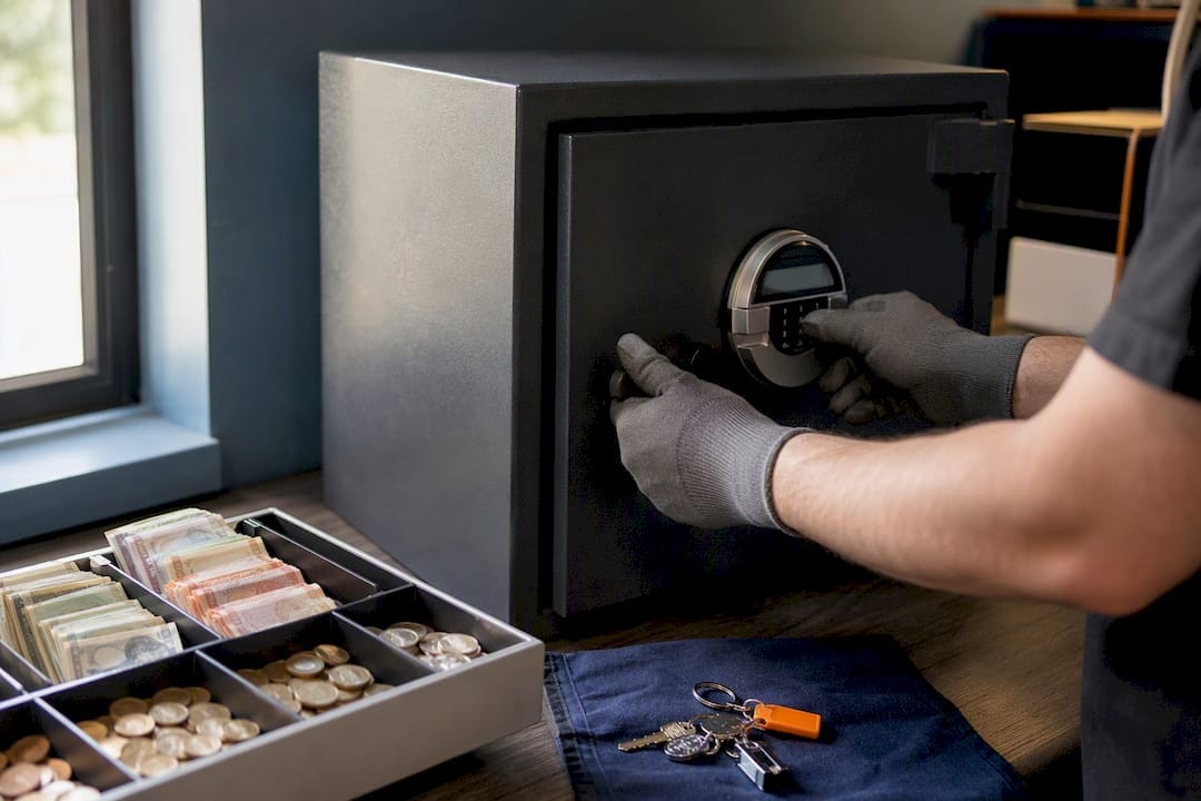 Hands locking secure cash safe