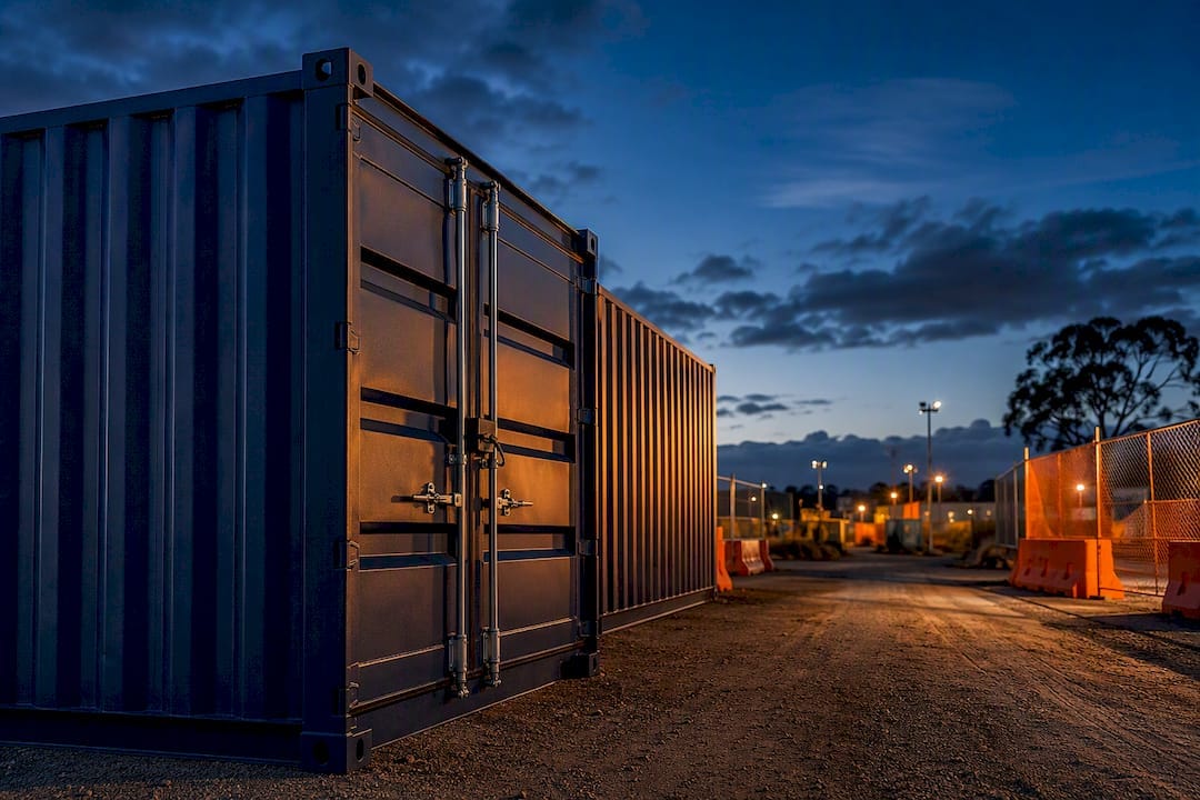 Secured shipping container at Australian site