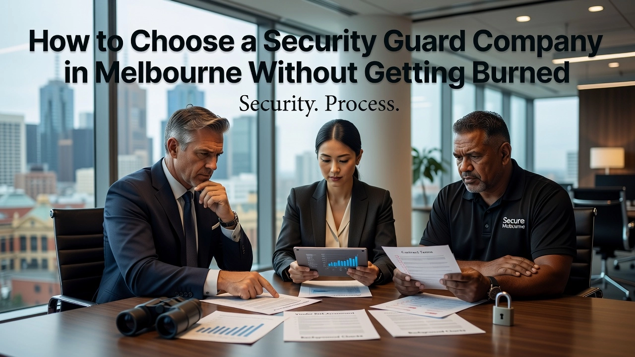 Professional header image for industry analysis: How to Choose a Security Guard Company in Melbourne Witho...