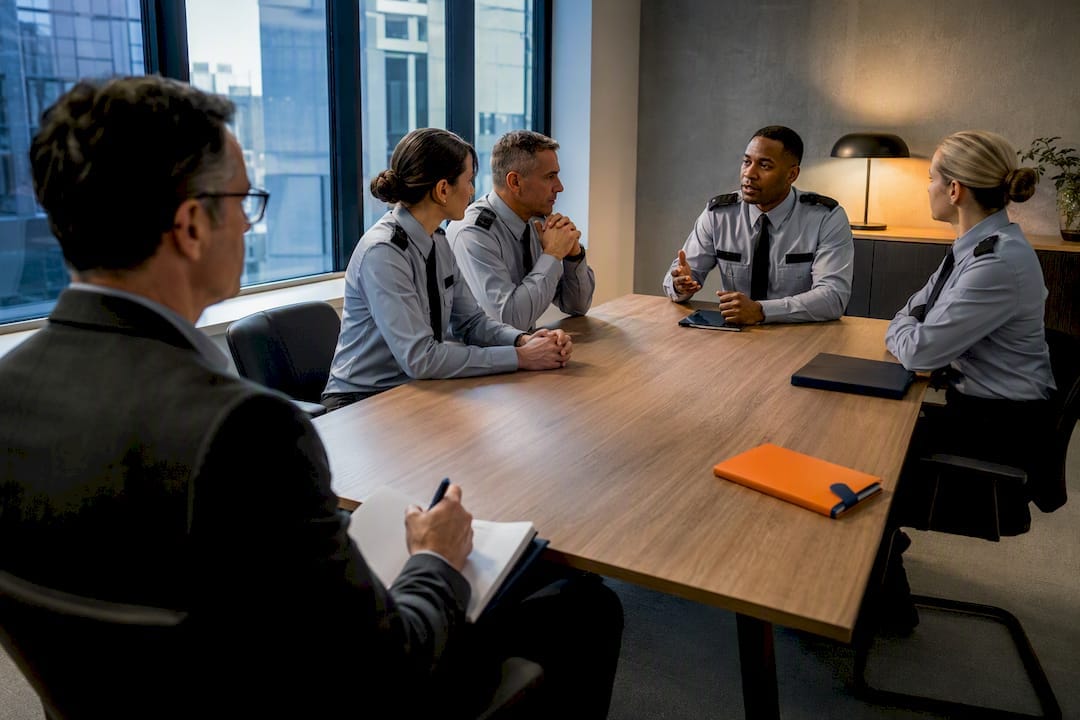 Auditor observing a security operations briefing