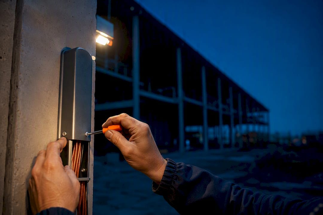 Secured copper cabling at construction site