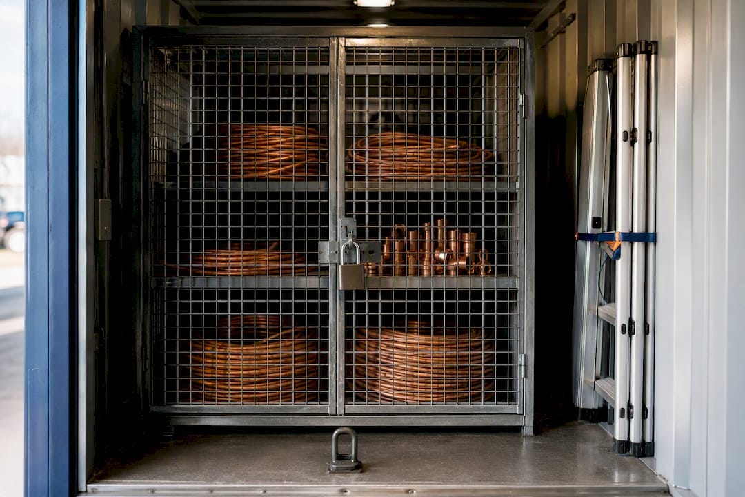 Stop copper theft this week: 7 quick actions for facility managers 8 Copper cable secured inside locked container