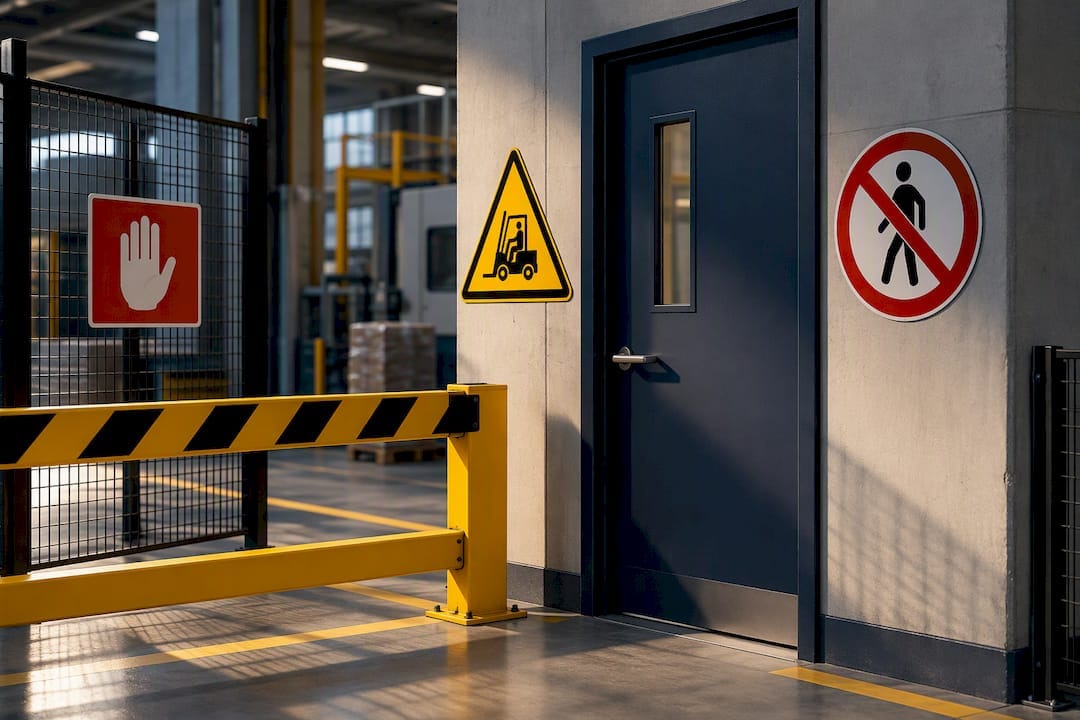 Four Standards Based Fixes for Factory Access Control in Australia 8 Standardized safety signs marking restricted factory area