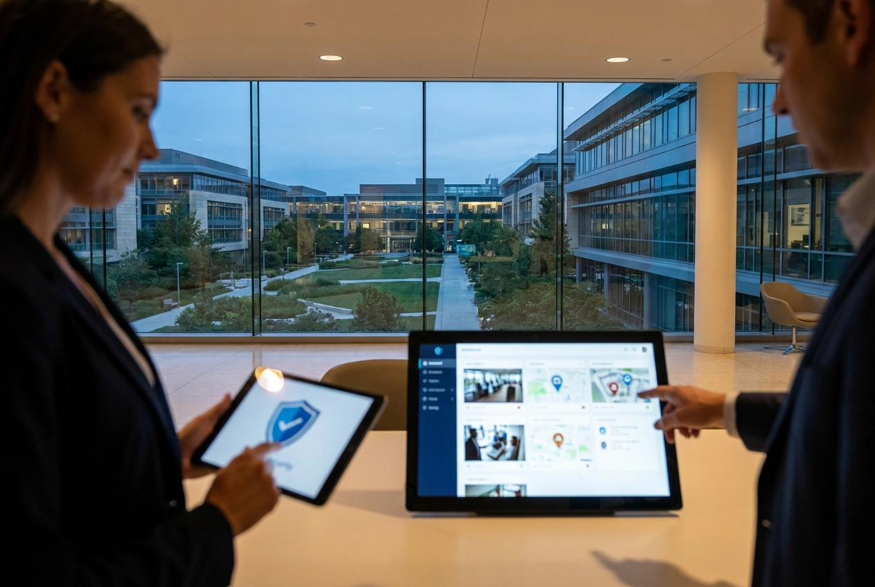 Professional header image for industry analysis: Integrated Security Services for Corporate Campuses: How ...