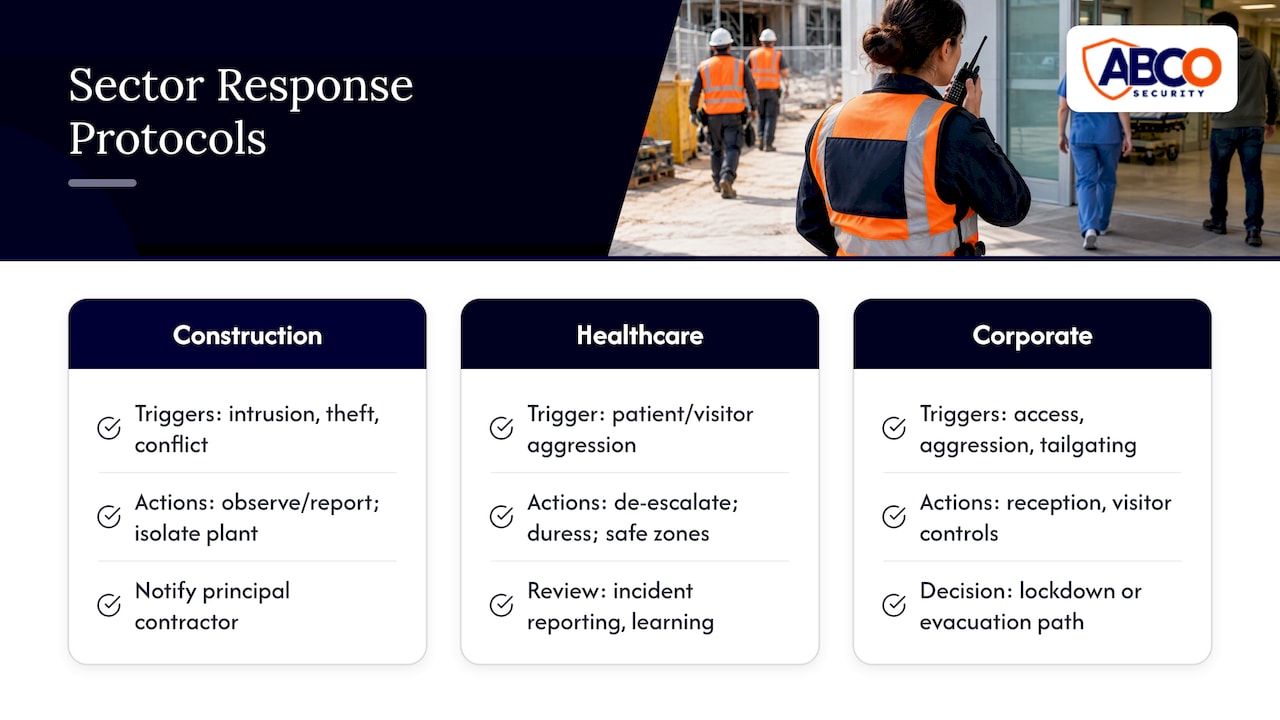 Physical Security Incident Response: 10 Minutes at Australian Facilities 8 Response protocol fields across three sectors