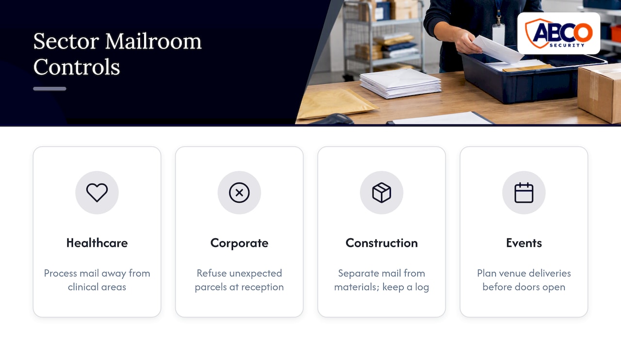 Mailroom Security Procedures for Australian Workplaces 8 Mailroom controls across four workplace sectors