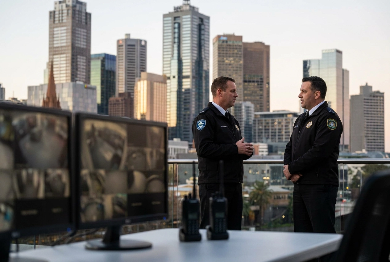 Professional header image for comparison analysis: Choosing a Local vs National Security Company in Melbourne